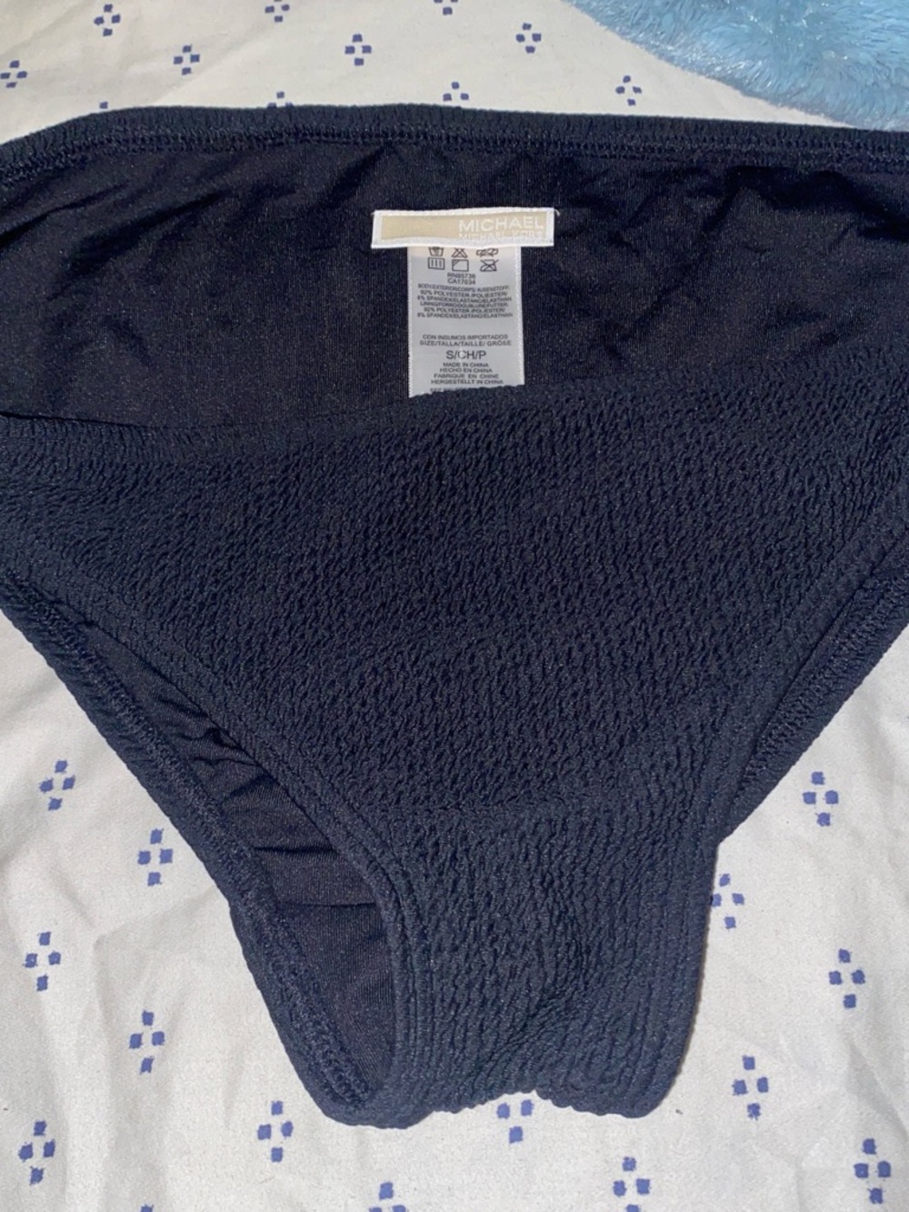 Michael Kors Black Bikini Bottom Size S | Textured Ruched Swim Bottoms